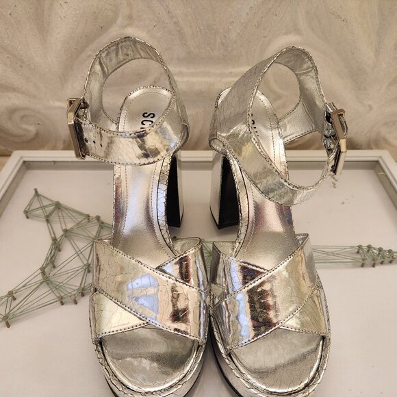 SCHUTZ "Penelope" Metallic Hommer Silver Platform San. NIB. Size: various - Picture 3 of 10